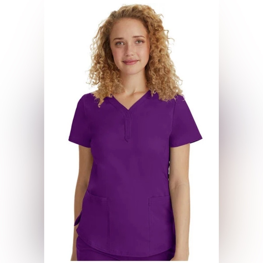 Purple Label by Healing Hands Women's Jane Y-Neck Solid Scrub Top
